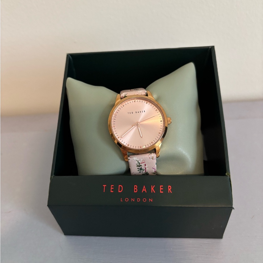 Ted Baker Watch Pink & Green Leaves Strap